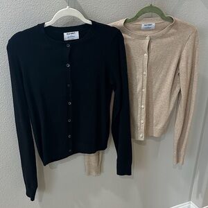 Two pack set: Old Navy Women's Black and Cream Cardigans- Small Tall